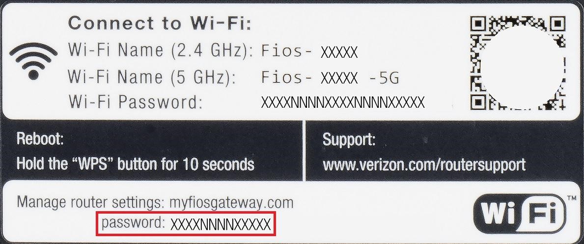 myfiosgateway router login password